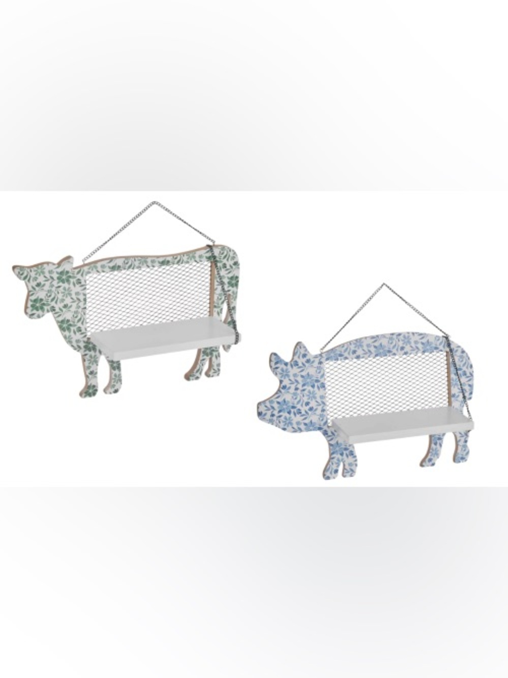 Floral Farm Animal Hanging Wall Shelf NET
